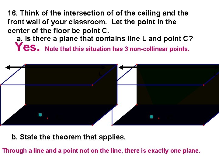 16. Think of the intersection of of the ceiling and the front wall of