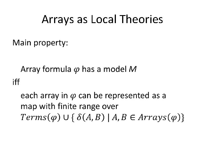 Arrays as Local Theories • 