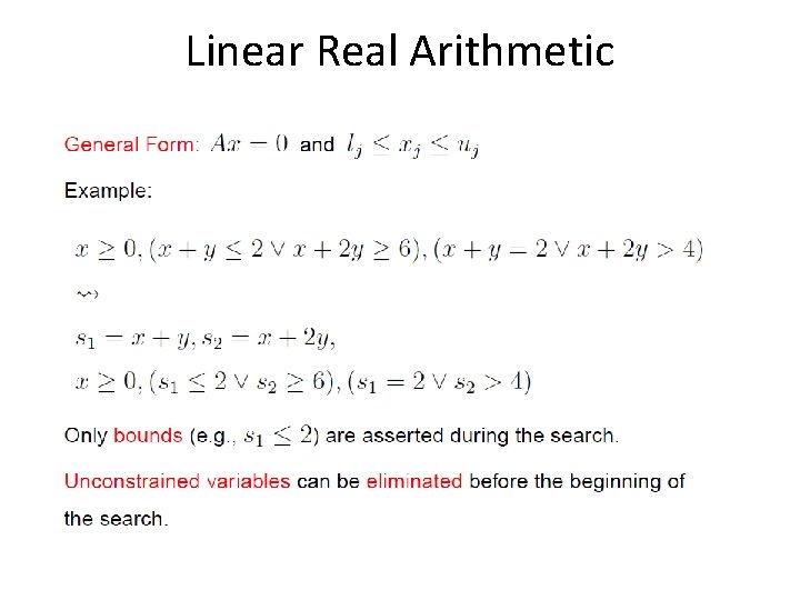 Linear Real Arithmetic 