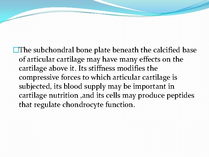 �The subchondral bone plate beneath the calcified base of articular cartilage may have many