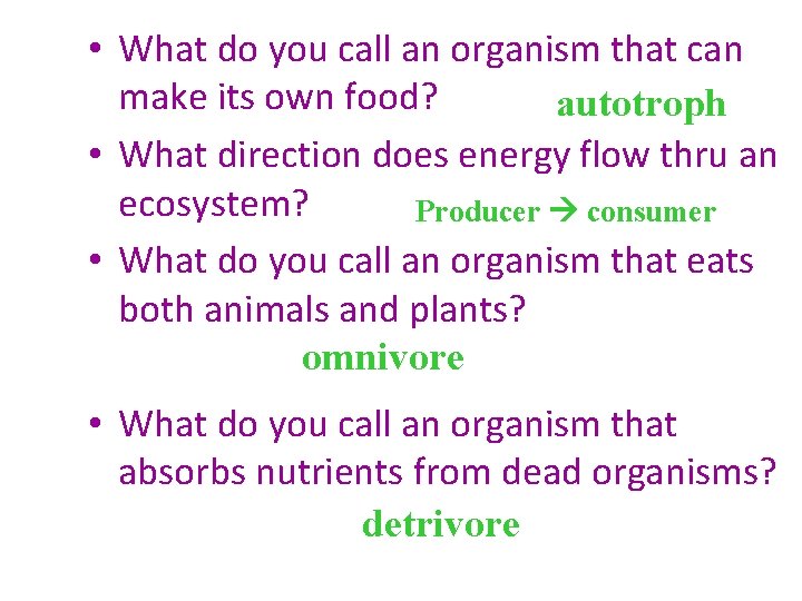  • What do you call an organism that can make its own food?