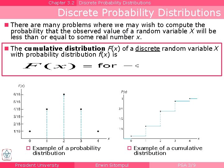 Chapter 3. 2 Discrete Probability Distributions n There are many problems where we may