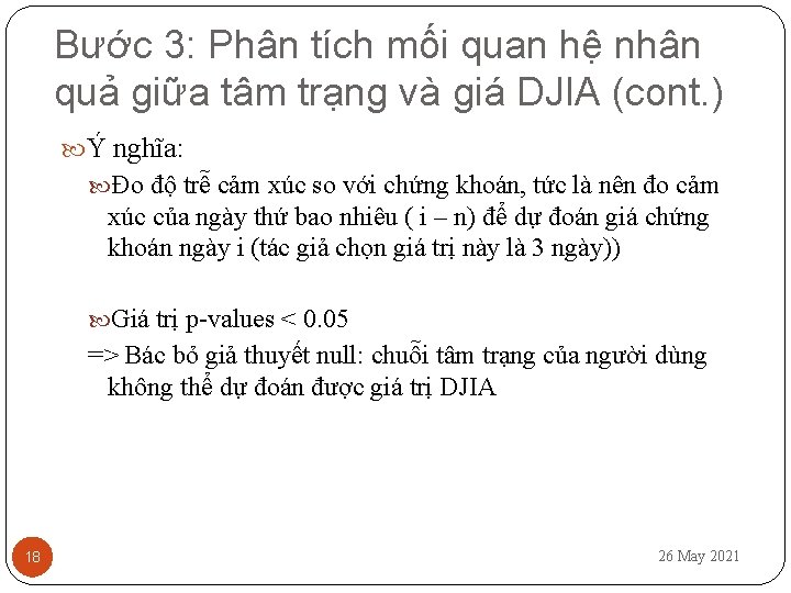 Bước 3: Phân tích mối quan hệ nhân quả giữa tâm trạng và giá