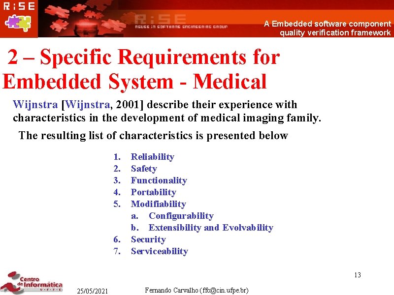 A Embedded software component quality verification framework 2 – Specific Requirements for Embedded System