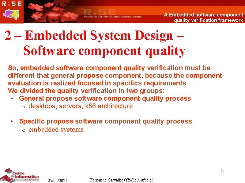 A Embedded software component quality verification framework 2 – Embedded System Design – Software