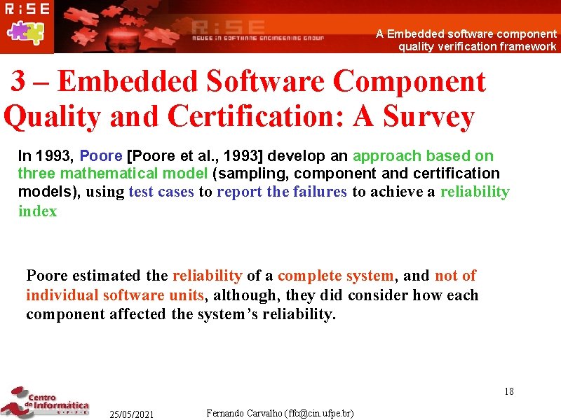 A Embedded software component quality verification framework 3 – Embedded Software Component Quality and