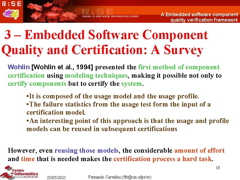 A Embedded software component quality verification framework 3 – Embedded Software Component Quality and
