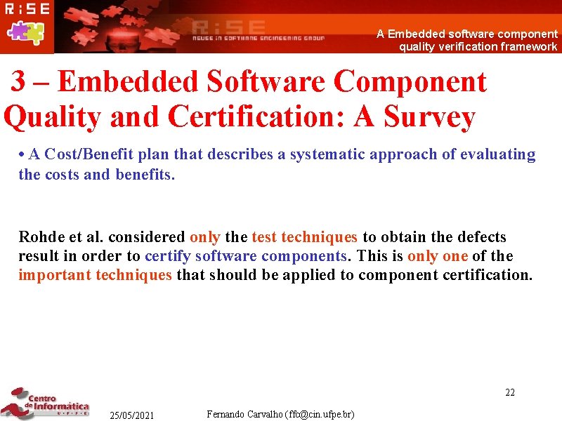 A Embedded software component quality verification framework 3 – Embedded Software Component Quality and