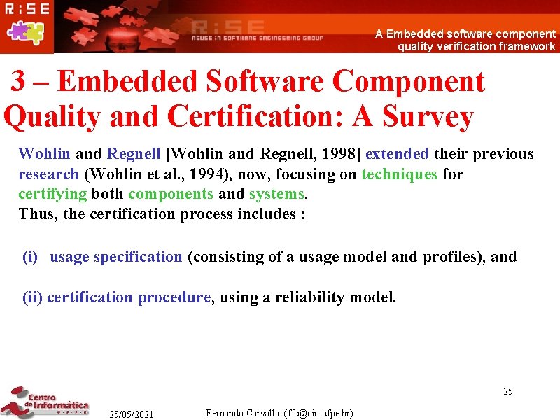 A Embedded software component quality verification framework 3 – Embedded Software Component Quality and