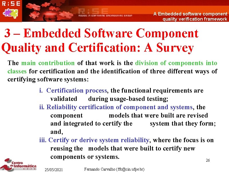 A Embedded software component quality verification framework 3 – Embedded Software Component Quality and