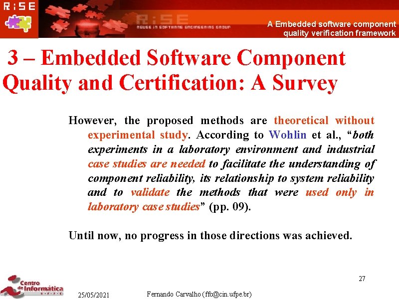 A Embedded software component quality verification framework 3 – Embedded Software Component Quality and