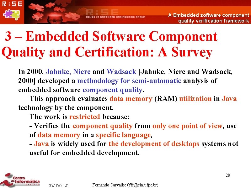 A Embedded software component quality verification framework 3 – Embedded Software Component Quality and