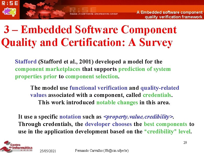 A Embedded software component quality verification framework 3 – Embedded Software Component Quality and