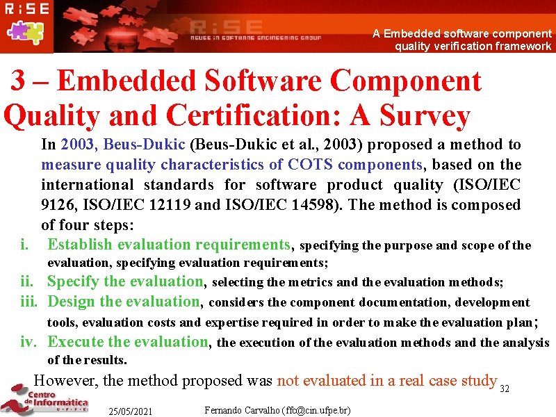 A Embedded software component quality verification framework 3 – Embedded Software Component Quality and