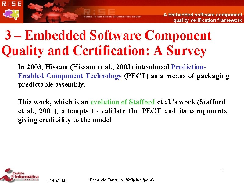 A Embedded software component quality verification framework 3 – Embedded Software Component Quality and