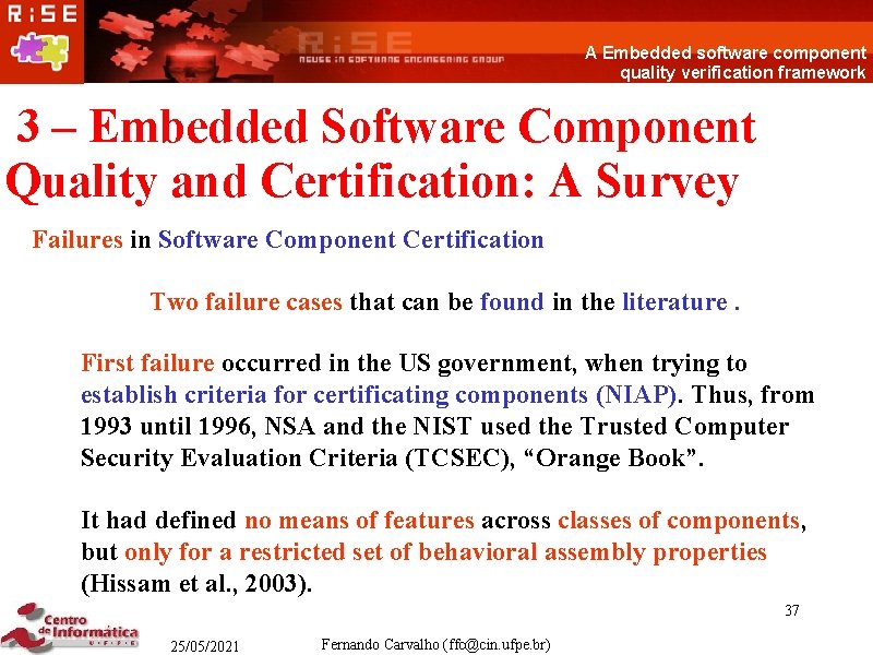A Embedded software component quality verification framework 3 – Embedded Software Component Quality and