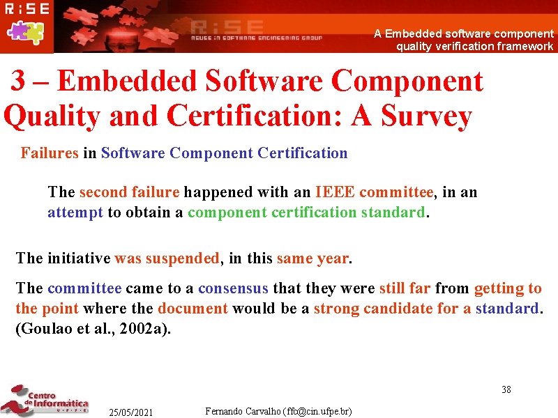 A Embedded software component quality verification framework 3 – Embedded Software Component Quality and