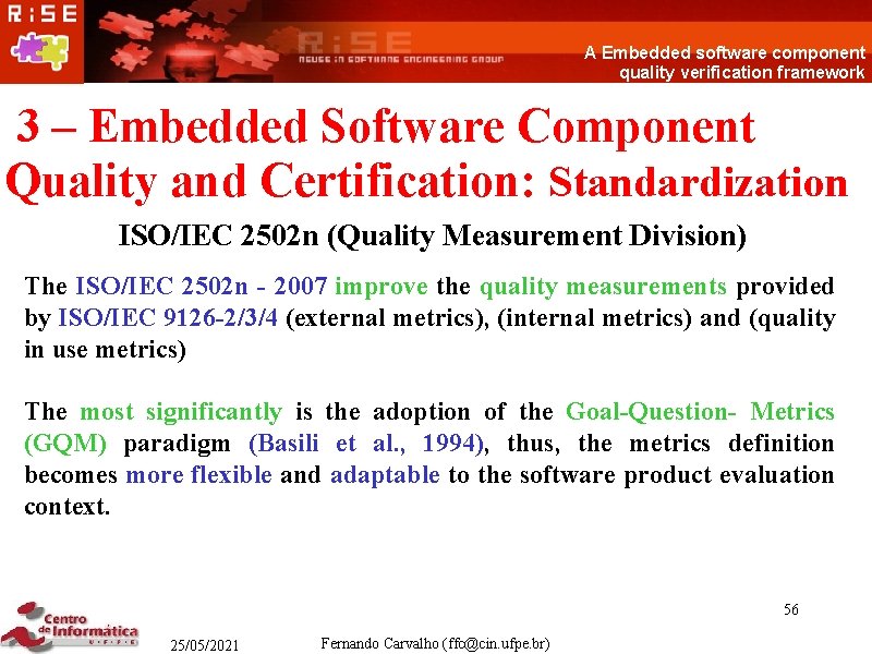 A Embedded software component quality verification framework 3 – Embedded Software Component Quality and