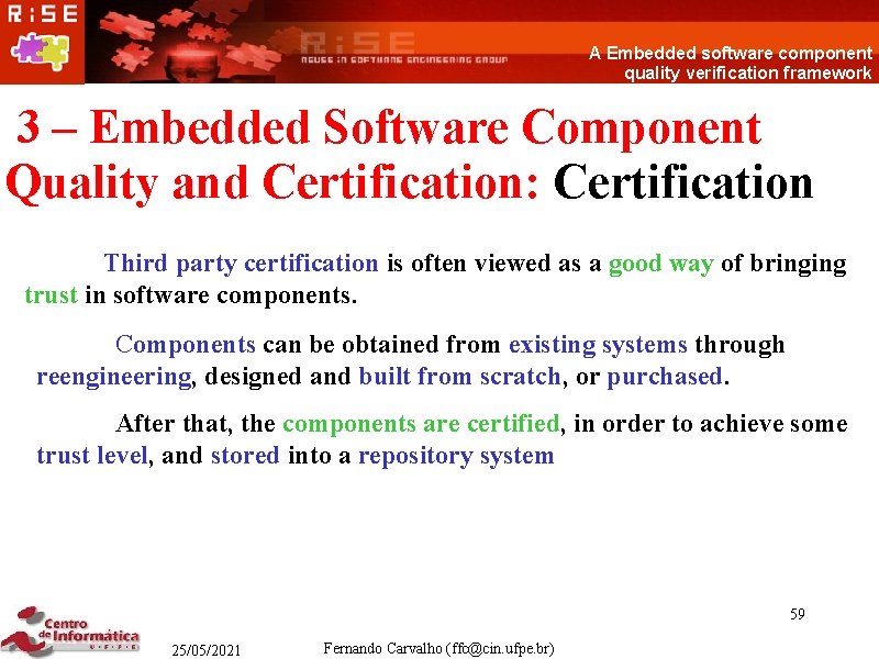 A Embedded software component quality verification framework 3 – Embedded Software Component Quality and
