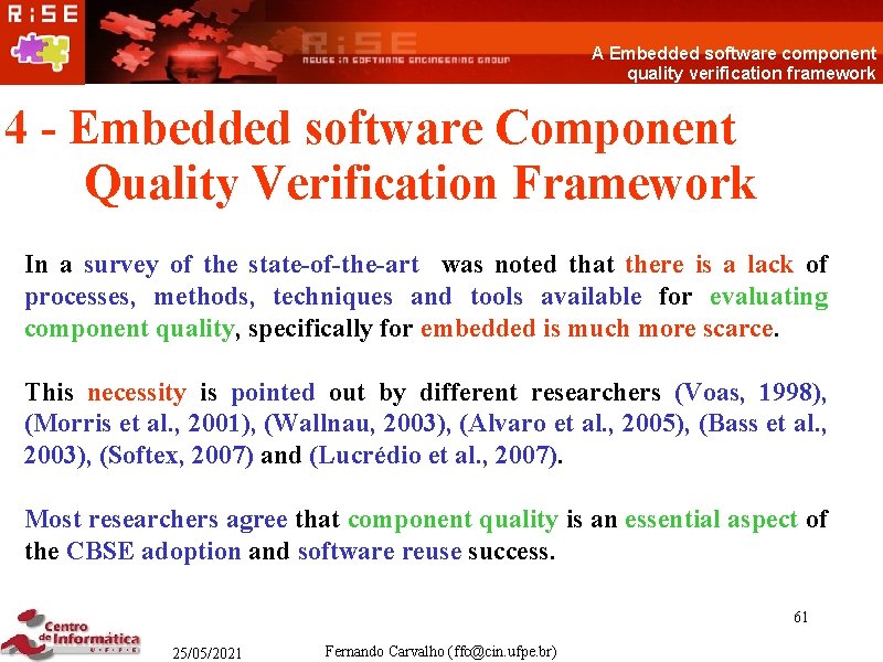 A Embedded software component quality verification framework 4 - Embedded software Component Quality Verification