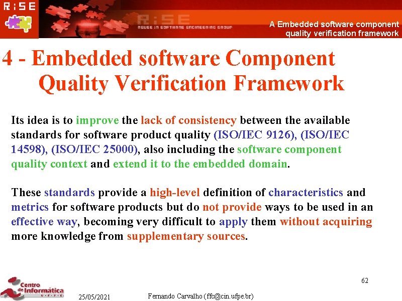 A Embedded software component quality verification framework 4 - Embedded software Component Quality Verification