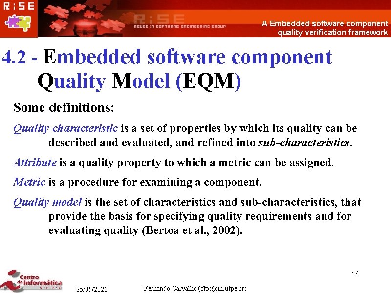 A Embedded software component quality verification framework 4. 2 - Embedded software component Quality