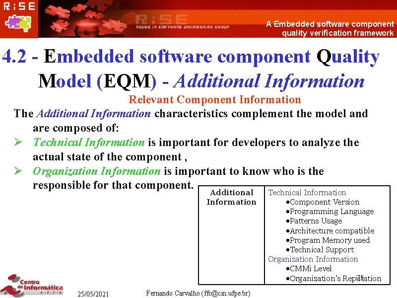 A Embedded software component quality verification framework 4. 2 - Embedded software component Quality