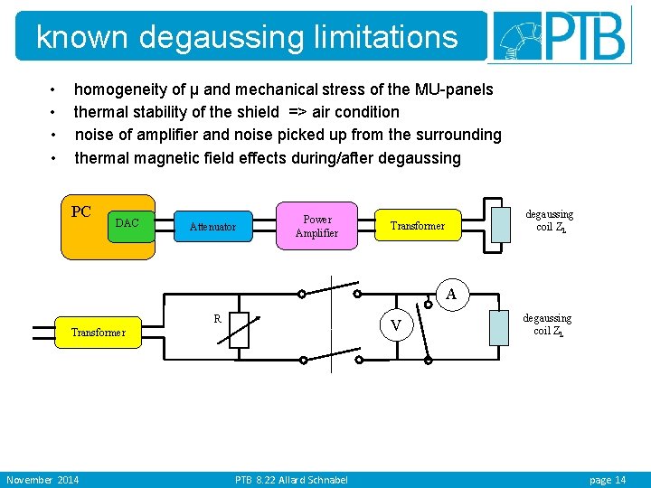 known degaussing limitations • • homogeneity of µ and mechanical stress of the MU-panels