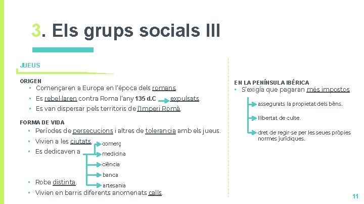 3. Els grups socials III JUEUS ORIGEN • Començaren a Europa en l’época dels