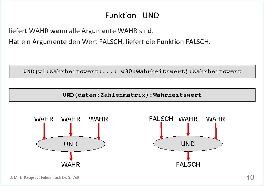 Funktion UND liefert WAHR wenn alle Argumente WAHR sind. Hat ein Argumente den Wert