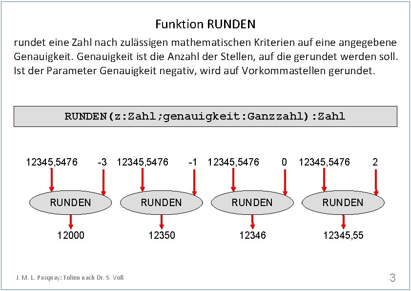 Funktion RUNDEN rundet eine Zahl nach zulässigen mathematischen Kriterien auf eine angegebene Genauigkeit ist