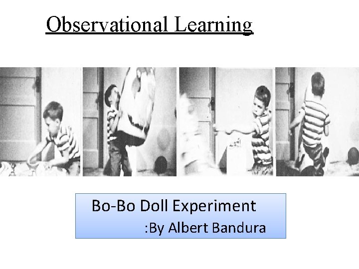 Observational Learning Bo-Bo Doll Experiment : By Albert Bandura 
