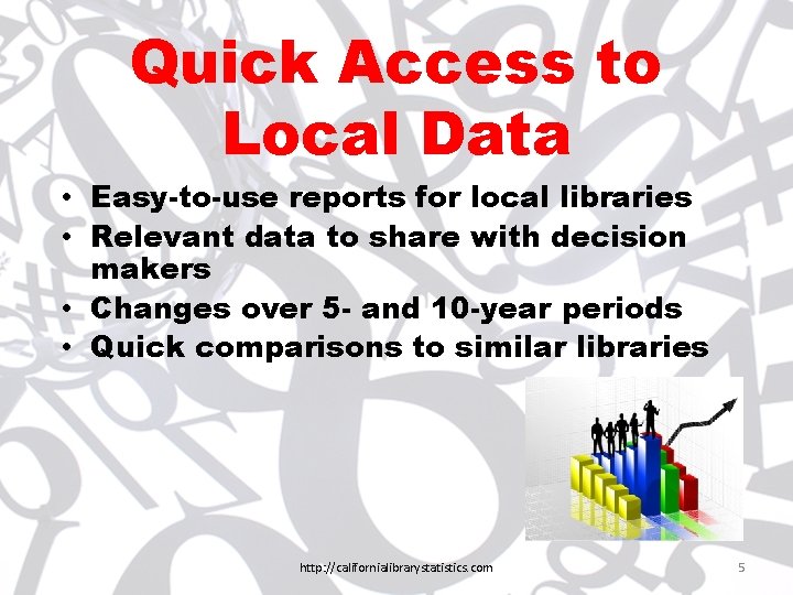 Quick Access to Local Data • Easy-to-use reports for local libraries • Relevant data