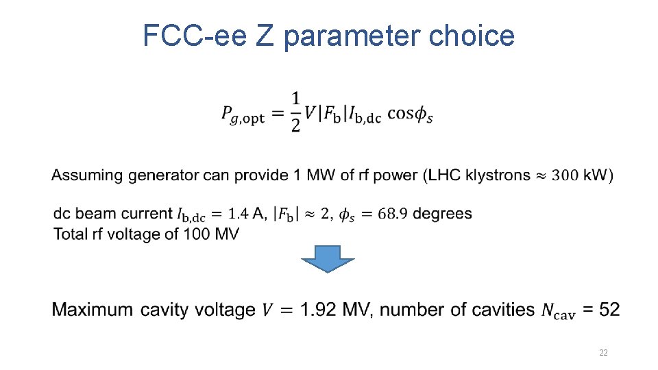 FCC-ee Z parameter choice 22 