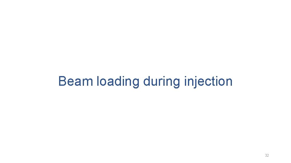 Beam loading during injection 32 