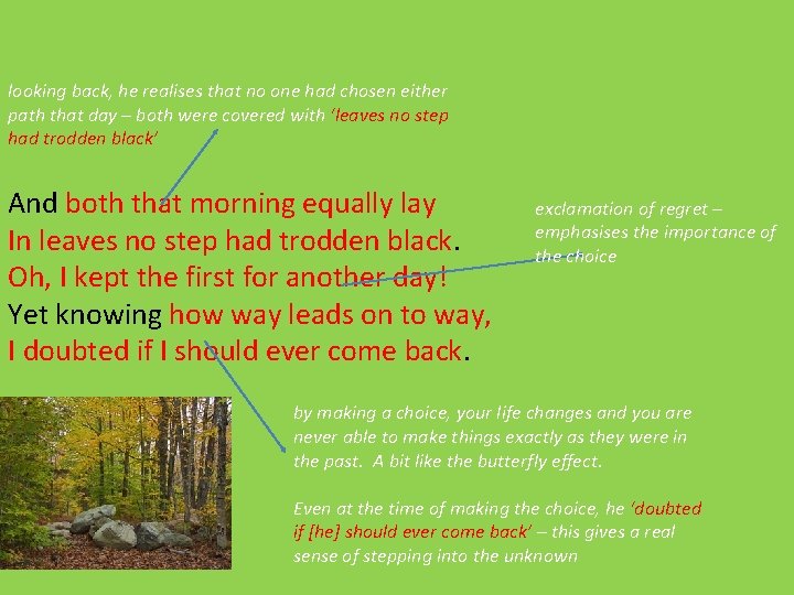 looking back, he realises that no one had chosen either path that day – looking back, he realises that no one had chosen either path that day –