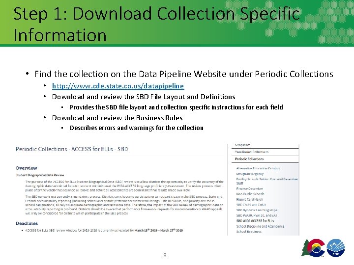 Step 1: Download Collection Specific Information • Find the collection on the Data Pipeline