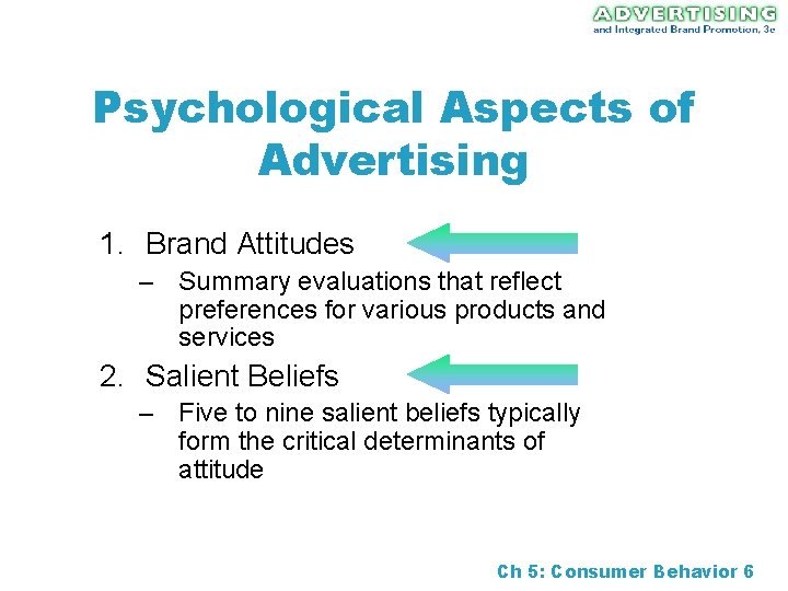 Psychological Aspects of Advertising 1. Brand Attitudes – Summary evaluations that reflect preferences for