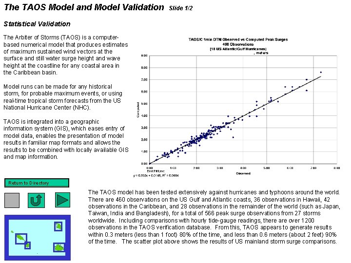The TAOS Model and Model Validation Slide 1/2 Statistical Validation The Arbiter of Storms