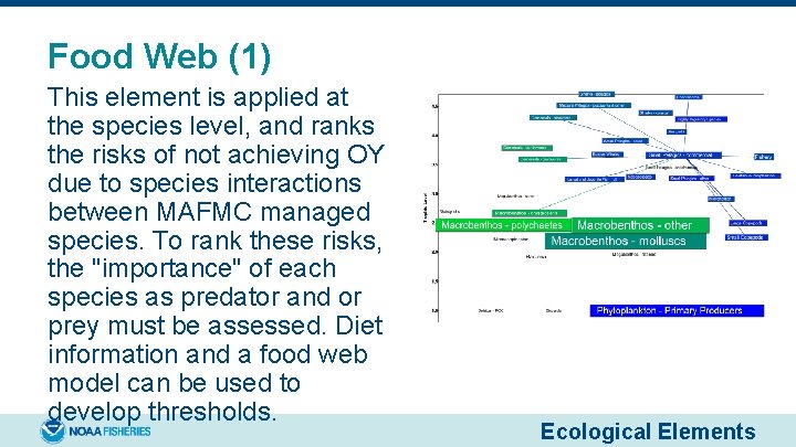Food Web (1) This element is applied at the species level, and ranks the