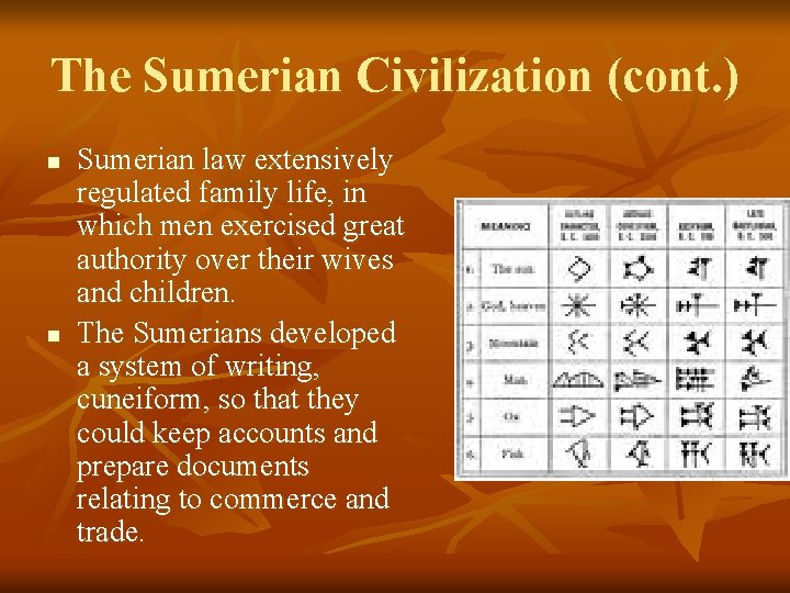 The Sumerian Civilization (cont. ) n n Sumerian law extensively regulated family life, in