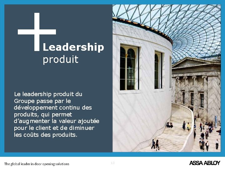 + Leadership produit Le leadership produit du Groupe passe par le développement continu des