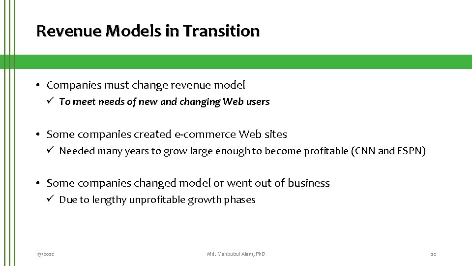 Revenue Models in Transition • Companies must change revenue model ü To meet needs