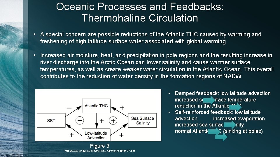 Oceanic Processes and Feedbacks: Thermohaline Circulation • A special concern are possible reductions of