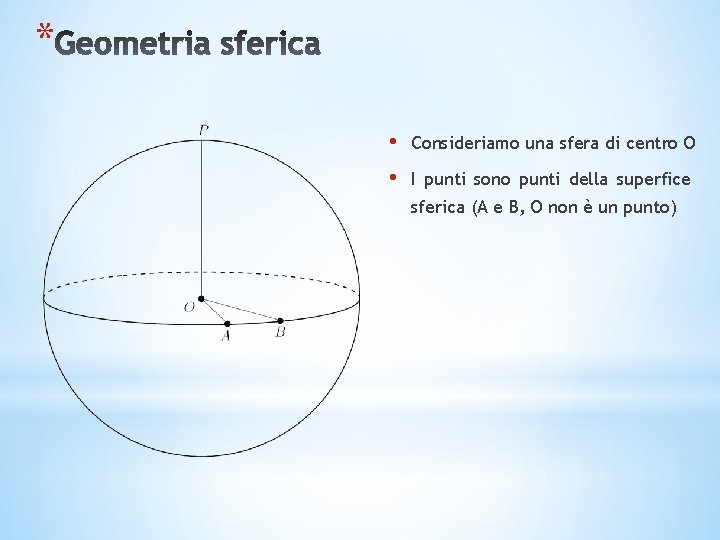 * • • Consideriamo una sfera di centro O I punti sono punti della