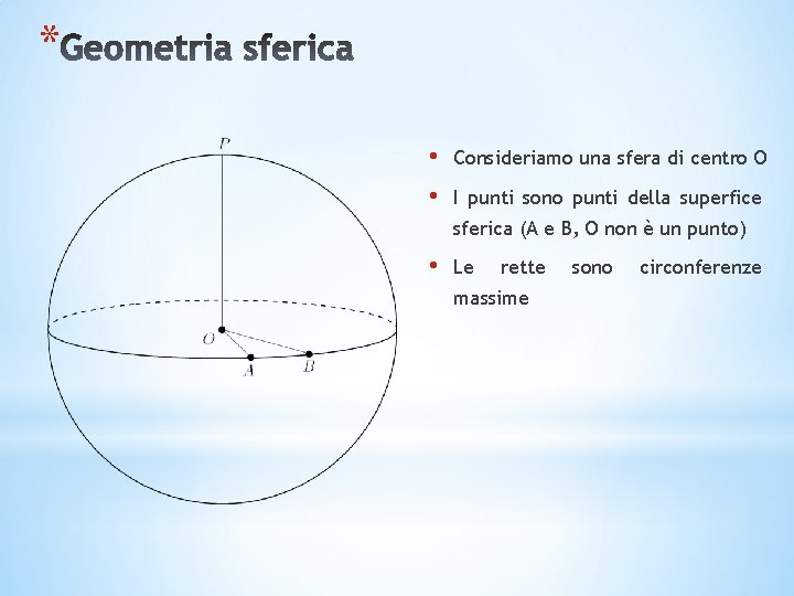 * • • Consideriamo una sfera di centro O I punti sono punti della