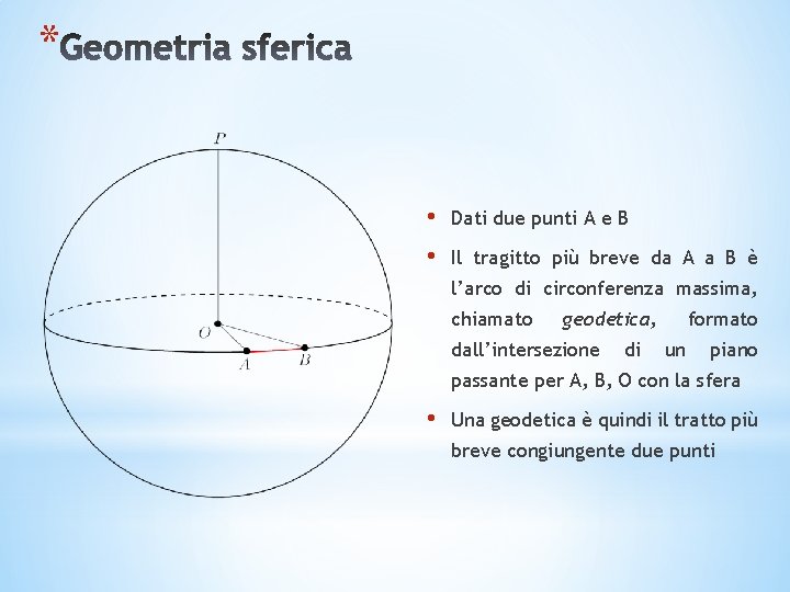 * • • Dati due punti A e B Il tragitto più breve da