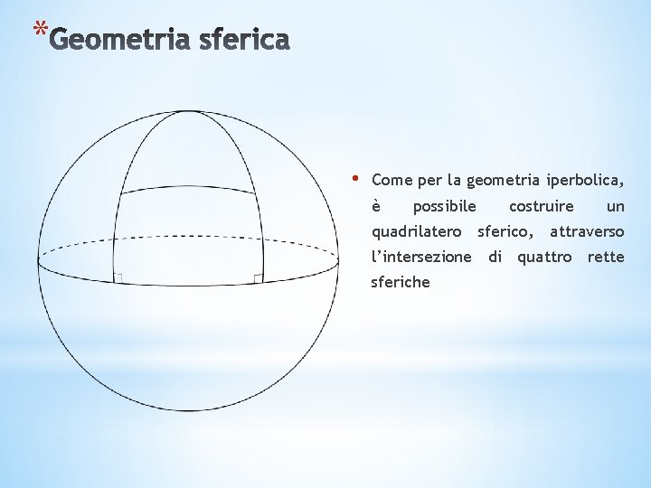 * • Come per la geometria iperbolica, è possibile quadrilatero costruire sferico, un attraverso