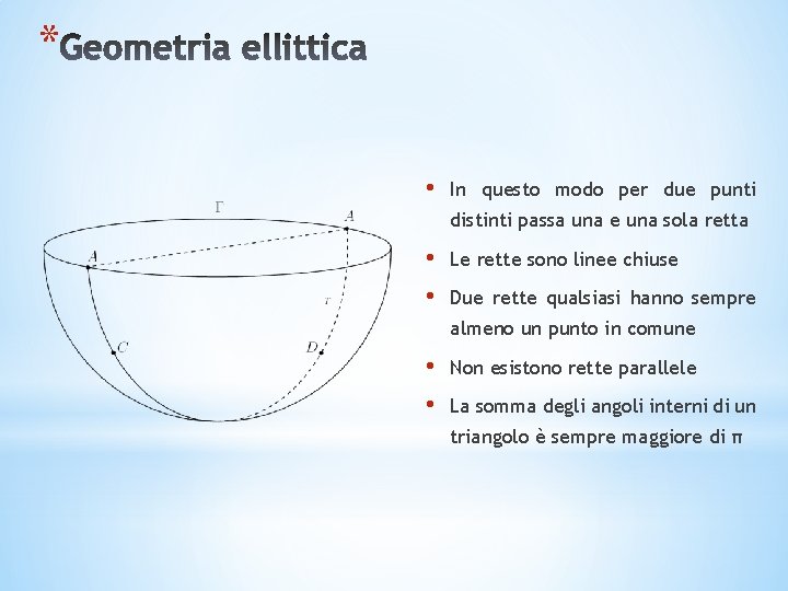 * • In questo modo per due punti distinti passa una e una sola