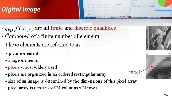 Digital Image - , , are all finite and discrete quantities - Composed of